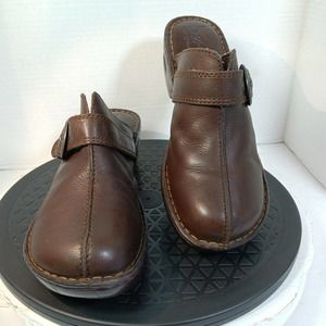 BOC Born Concept BC6635 Slides Slip On Brown Leather Women Size 9 M/W